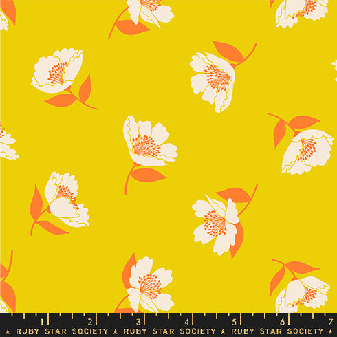 Juicy Fluttering Florals in Golden Hour - Ruby Star Society Sold by the Half Yard